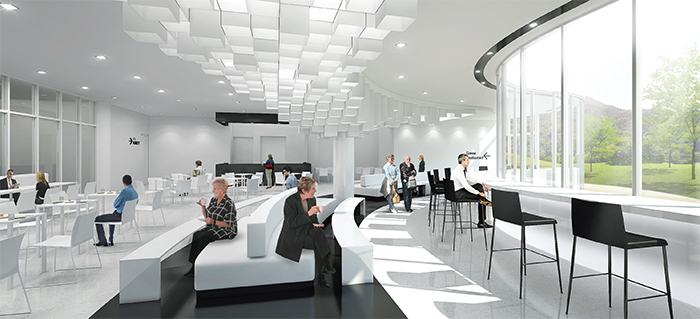 한국관 1층에 위치한 한식당 투시도